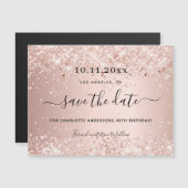 Rose Gold Glitzer zum Geburtstag speichern Datums- Magnetkarte (Vorne/Hinten)
