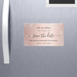 Rose Gold Glitzer zum Geburtstag speichern Datums- Magnetkarte