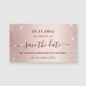 Rose Gold Glitzer zum Geburtstag speichern Datums- Magnetkarte (Vorderseite)