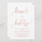 Rose Gold Glitzern Brunch und Bläschen Einladung (Vorne/Hinten)