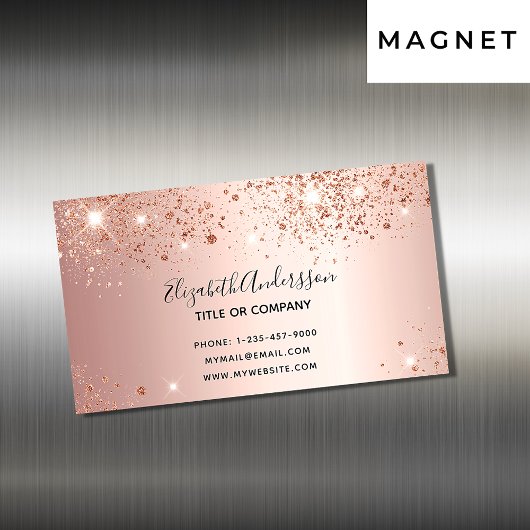 Rose Gold Glitzern elegant Magnetische Visitenkarte