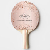 Rose Gold Glitzern Monogramm Name Tischtennis Schläger (Vorderseite)
