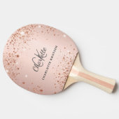 Rose Gold Glitzern Monogramm Name Tischtennis Schläger (Seitenansicht)