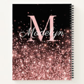 Rose Gold Glitzern Monogrammname Notizblock (Rückseite)