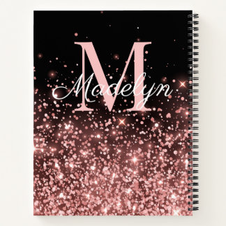 Rose Gold Glitzern Monogrammname Notizblock
