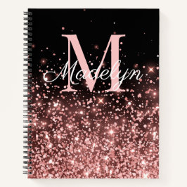 Rose Gold Glitzern Monogrammname Notizblock