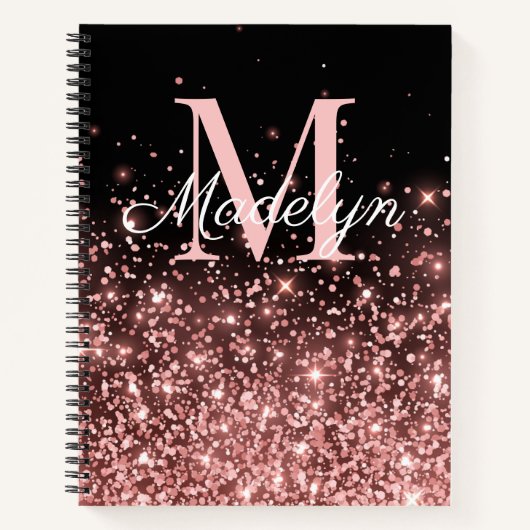 Rose Gold Glitzern Monogrammname Notizblock (Vorderseite)