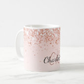Rose Gold Glitzern Namensschrift Kaffeetasse (Vorderseite Links)