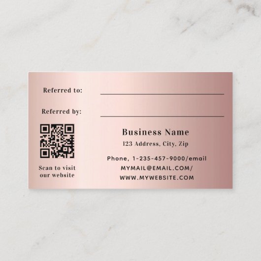Rose Gold Glitzern qr Code Visitenkarte Rabattkarte (Rückseite)