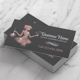 Rose Gold Glitzern Reinigungsservice Maid House Visitenkarte