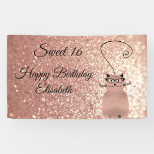 Rose Gold glitzernde, lustige Wildkatze süß 16 Par Banner