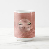 Rose Gold Glitzy Black Eyelashes Kaffeetasse (Mittel)