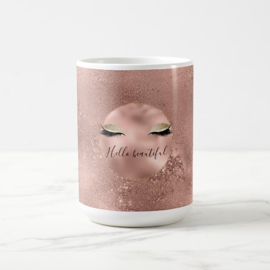 Rose Gold Glitzy Black Eyelashes Kaffeetasse (Mittel)