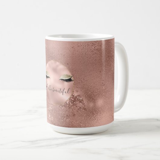 Rose Gold Glitzy Black Eyelashes Kaffeetasse (VorderseiteRechts)
