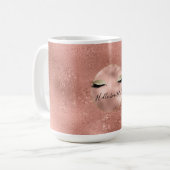 Rose Gold Glitzy Black Eyelashes Kaffeetasse (Vorderseite Links)