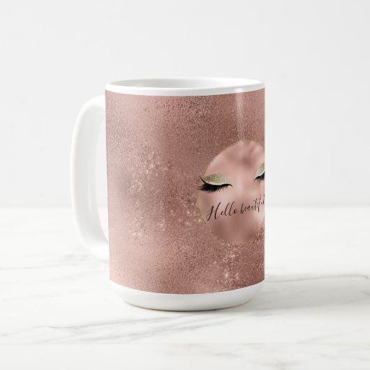 Rose Gold Glitzy Black Eyelashes Kaffeetasse (Vorderseite Links)