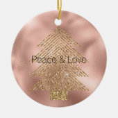 Rose Gold Glitzy Glitzer Weihnachtsbaum Keramik Ornament (Vorne)