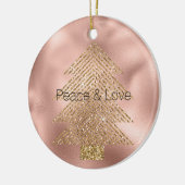 Rose Gold Glitzy Glitzer Weihnachtsbaum Keramik Ornament (Links)