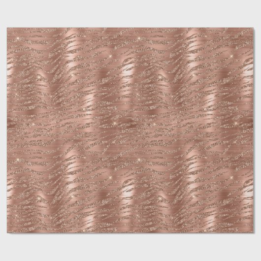 Rose Gold Glitzy Glitzer Zebra Print Geschenkpapier (Flach)
