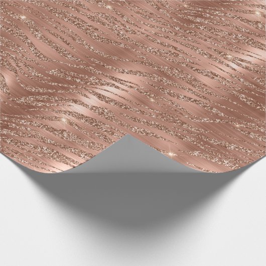 Rose Gold Glitzy Glitzer Zebra Print Geschenkpapier (Ecke)