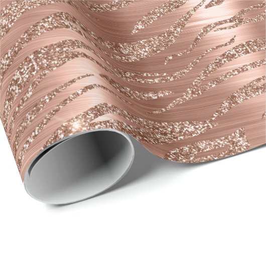 Rose Gold Glitzy Glitzer Zebra Print Geschenkpapier (Rolleneckpunkt)