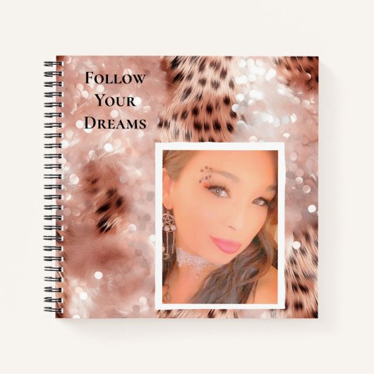 Rose Gold Glitzy Pink Leopard Ihr Foto Notizblock (Vorderseite)