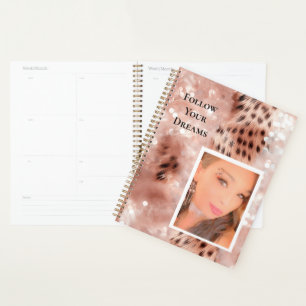 Rose Gold Glitzy Pink Leopard Ihr Foto Planer