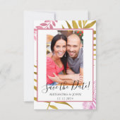 Rose Gold & Gold Foil Tropisch Save the Date (Vorderseite)