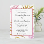 Rose Gold & Gold Foil Tropische Hochzeit Einladung (Stehend Vorderseite)