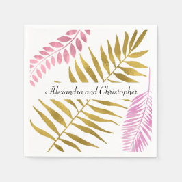 Rose Gold & Gold Foil Tropische Hochzeit Napkins Serviette