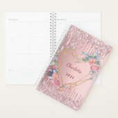 Rose gold gold glitter pink floral monogram 2023 planer (Anzeige)