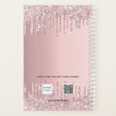 Rose gold gold glitter pink floral monogram 2023 planer (Rückseite)