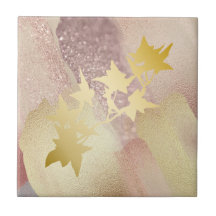 Rose Gold, Gold Keramik Tile (4,25" x 4,25")