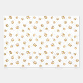 Rose Gold, Gold und Silber Glitzer Paw Prints Geschenkpapier Set (Vorderseite 2)