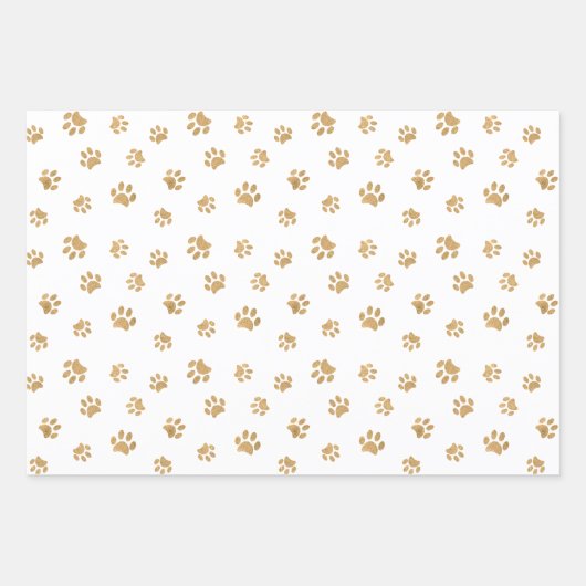 Rose Gold, Gold und Silber Glitzer Paw Prints Geschenkpapier Set (Vorderseite 2)