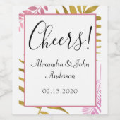 Rose Gold & Golden Foil Tropisches Weinkeller Weinetikett (Einzelnes Label)