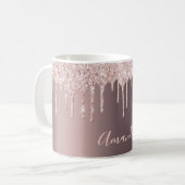 Rose gold goltter drips latte name sparkle kaffeetasse (Vorderseite Links)