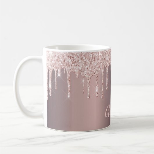 Rose gold goltter drips latte name sparkle kaffeetasse (Links)