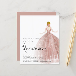 Rose Gold Gown Blonde Hair QR Quinceañera