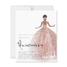 Rose Gold Gown Dunkle Haare QR Quinceañera