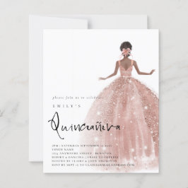 Rose Gold Gown Dunkle Haare QR Quinceañera