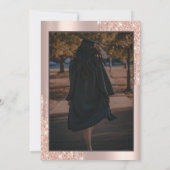 Rose Gold Grad Cap Drips Bow Photo Graduation Einladung (Rückseite)