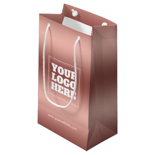 Rose Gold Gradient Custom Company Logo Business Kleine Geschenktüte (Vorderseite Schrägansicht)