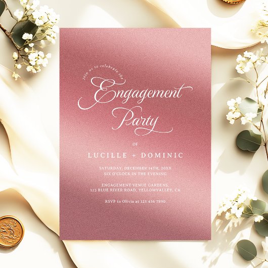 Rose Gold Gradient Modern Engagement Party Einladung