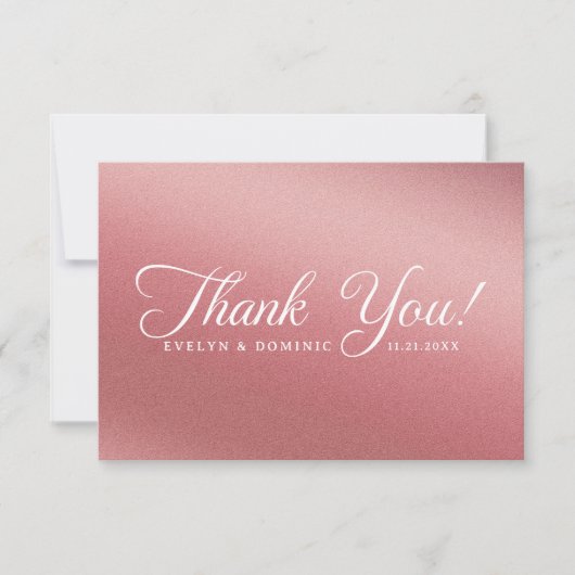 Rose Gold Gradient Modern Minimalist Wedding Dankeskarte (Vorderseite)