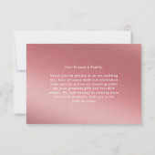 Rose Gold Gradient Modern Minimalist Wedding Dankeskarte (Rückseite)