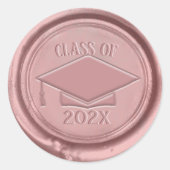 Rose Gold Graduation Cap Class of 202X Wax Siegel Runder Aufkleber (Vorderseite)