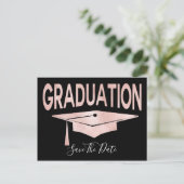 Rose Gold Graduation Cap Save the Date Postkarte (Stehend Vorderseite)