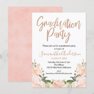 Rose Gold Graduation Party Einladung