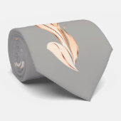 Rose Gold Grau Abstrakt Lily Krawatte (Gerollt)